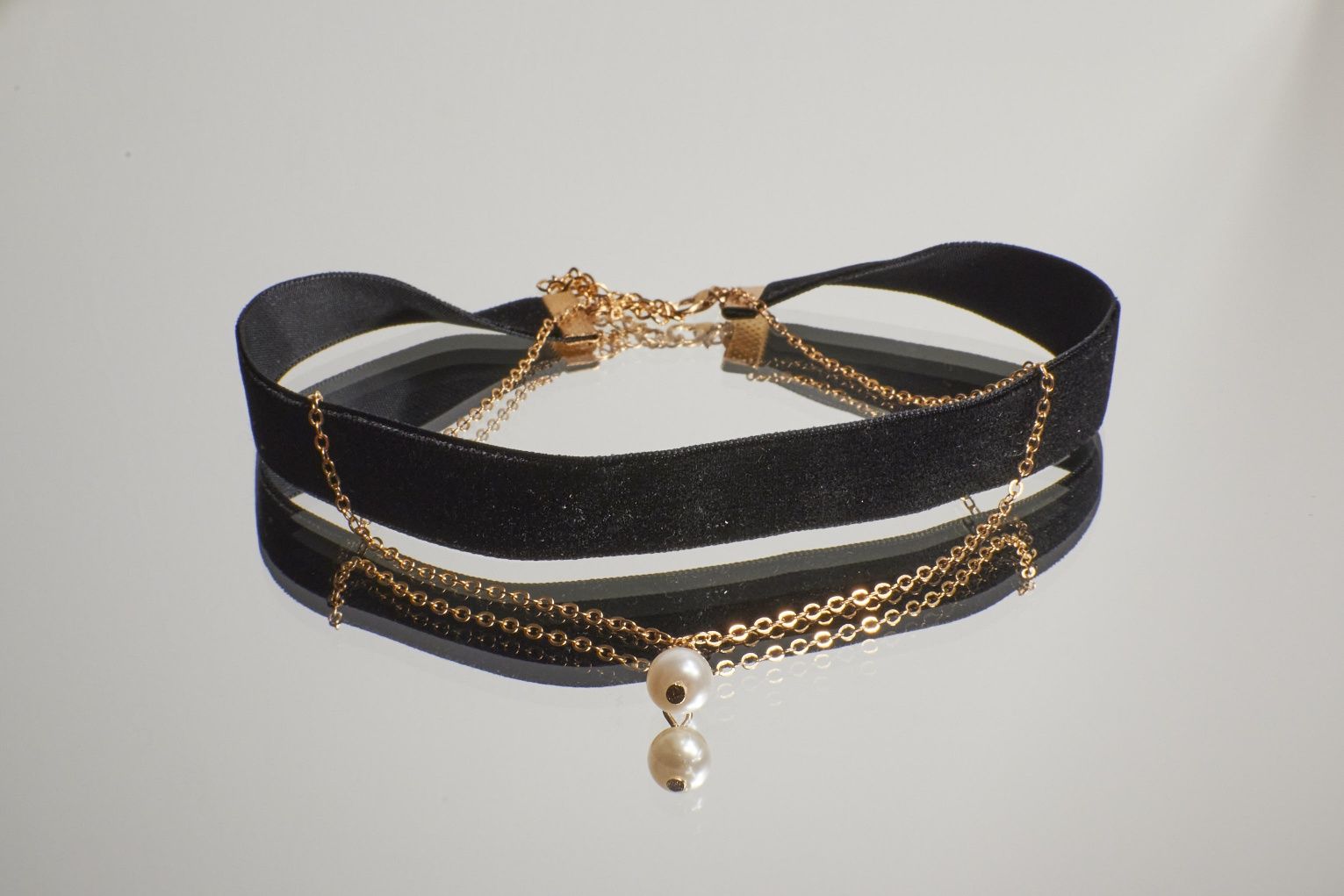 Choker naszyjnik zestaw z perłą rzemyk