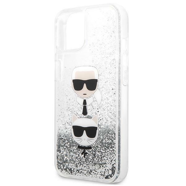 Etui Karl Lagerfeld Liquid Glitter iPhone 13 Mini 5,4" Srebrne