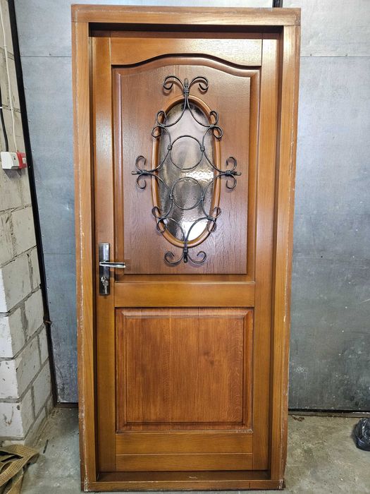 DRZWI Zewnętrzne Dębowe Drewniane Dąb Krata Wejściowe 97x217cm