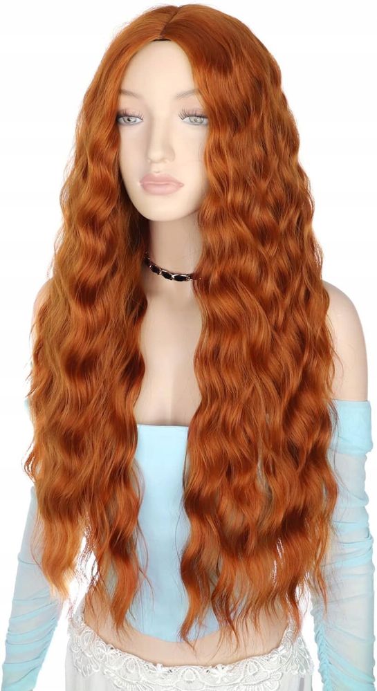 Peruka długie włosy syntetyczne rude