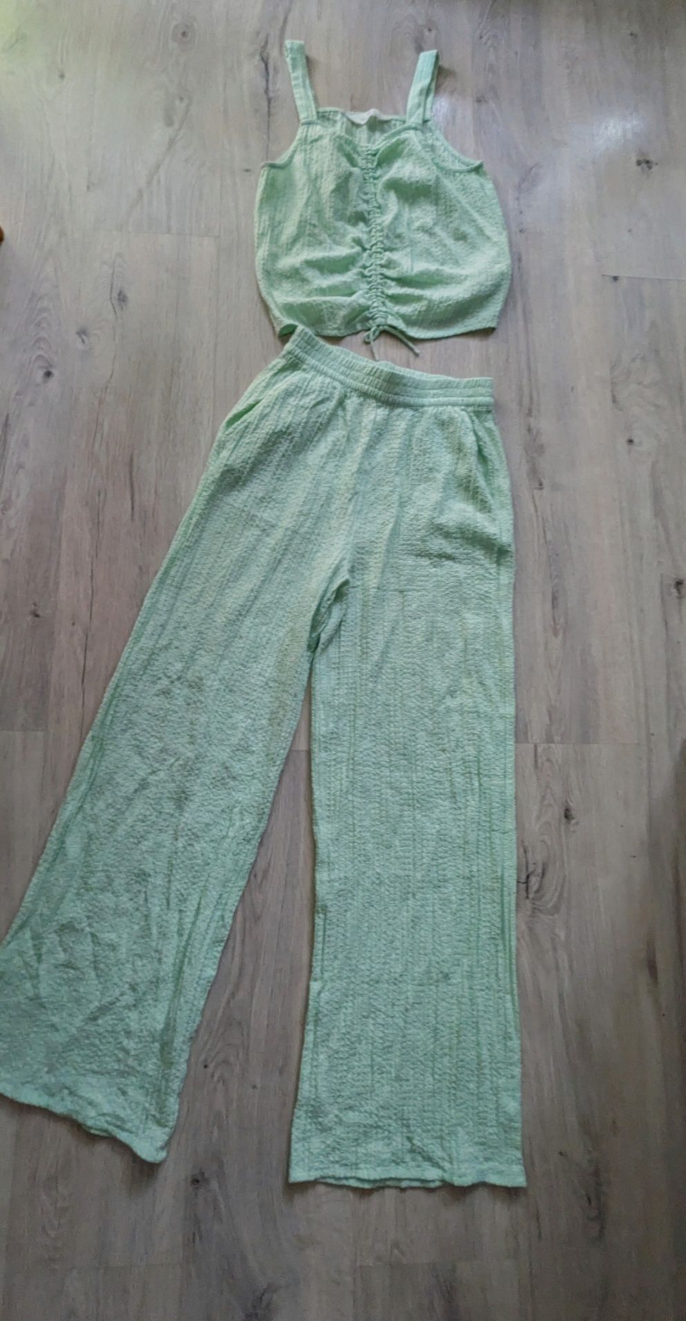 Komplet H&M top + spodnie szerokie nogawki rozm.164
