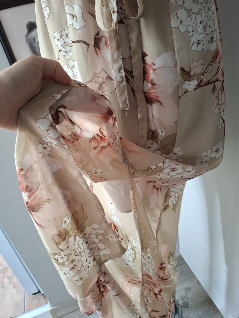 Elegancka sukienka długa maxi bez rękawów rozporek letnia