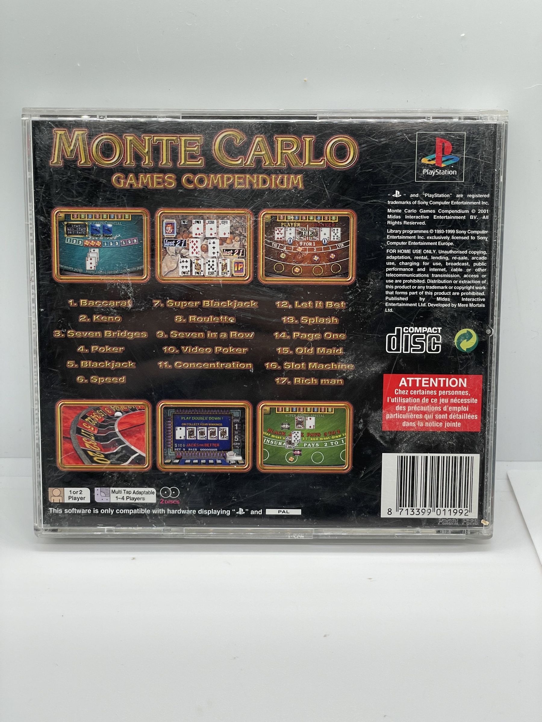 Monte Carlo Games Compendium PS1 PSX Po Angielsku