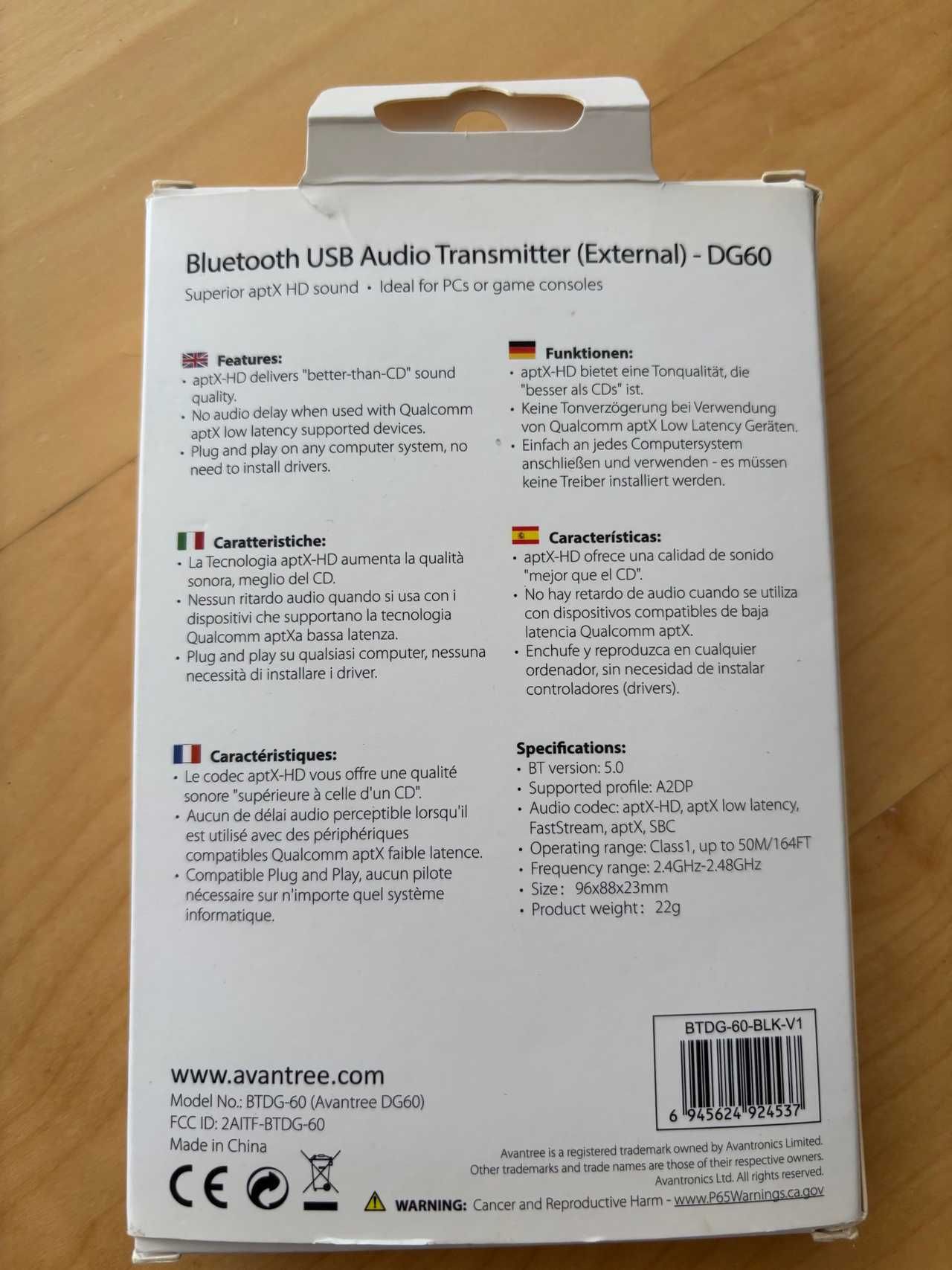 Avantree DG60 - Adaptador Bluetooth Long-Range