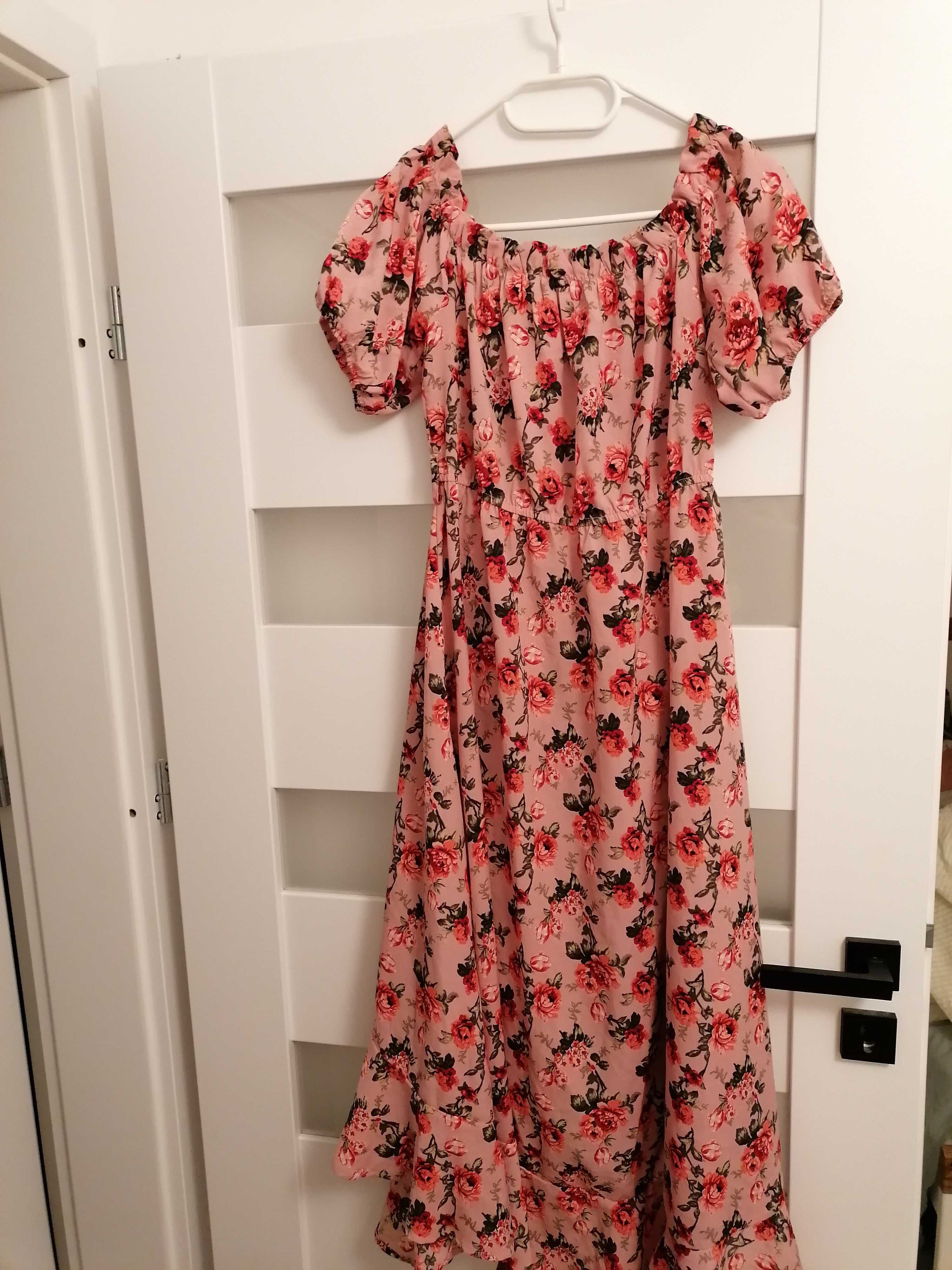 Sukienka w róże Missguided , długa, rozmiar 40, używana w bardzo dobry