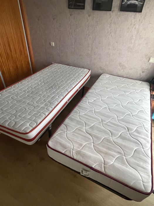 2 colchões + 2 estrados - solteiro