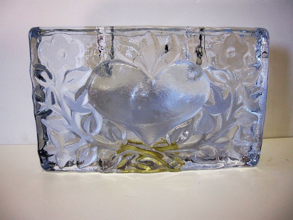 lindo castiçal para 2 velas em bloco de vidro-Ingrid Glas-Alemanha