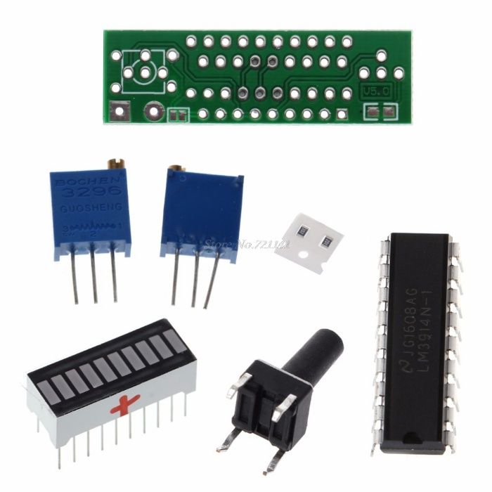 voltimetro capacidade bateria DIY kit led com 2.4v a 20v