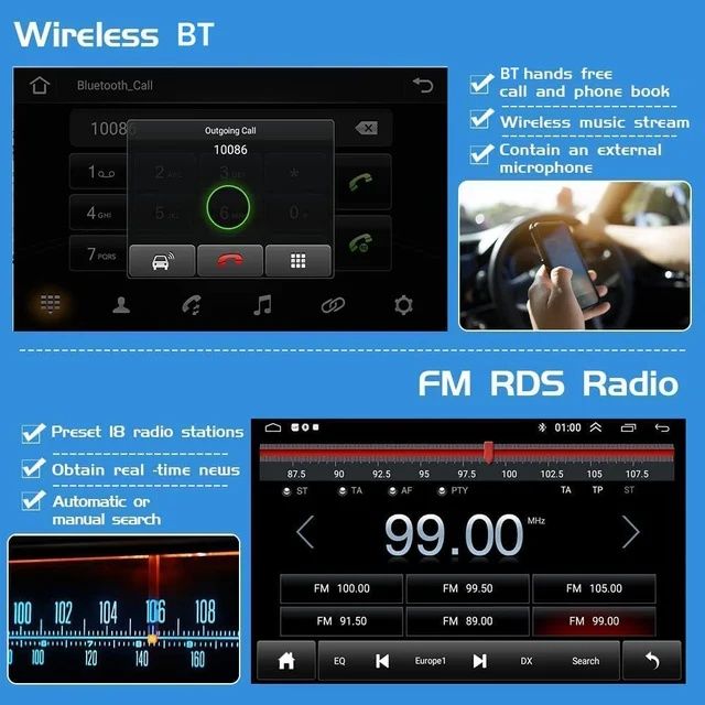 Rádio 9" Android Toyota Avensis 2002/08 CARPLAY WIFI GPS 2/32GB Novo