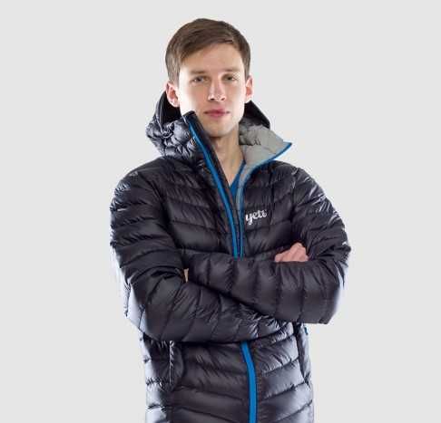 męska sportowa kurtka puchowa z kapturem Yeti Wave r. XL czarny suwak