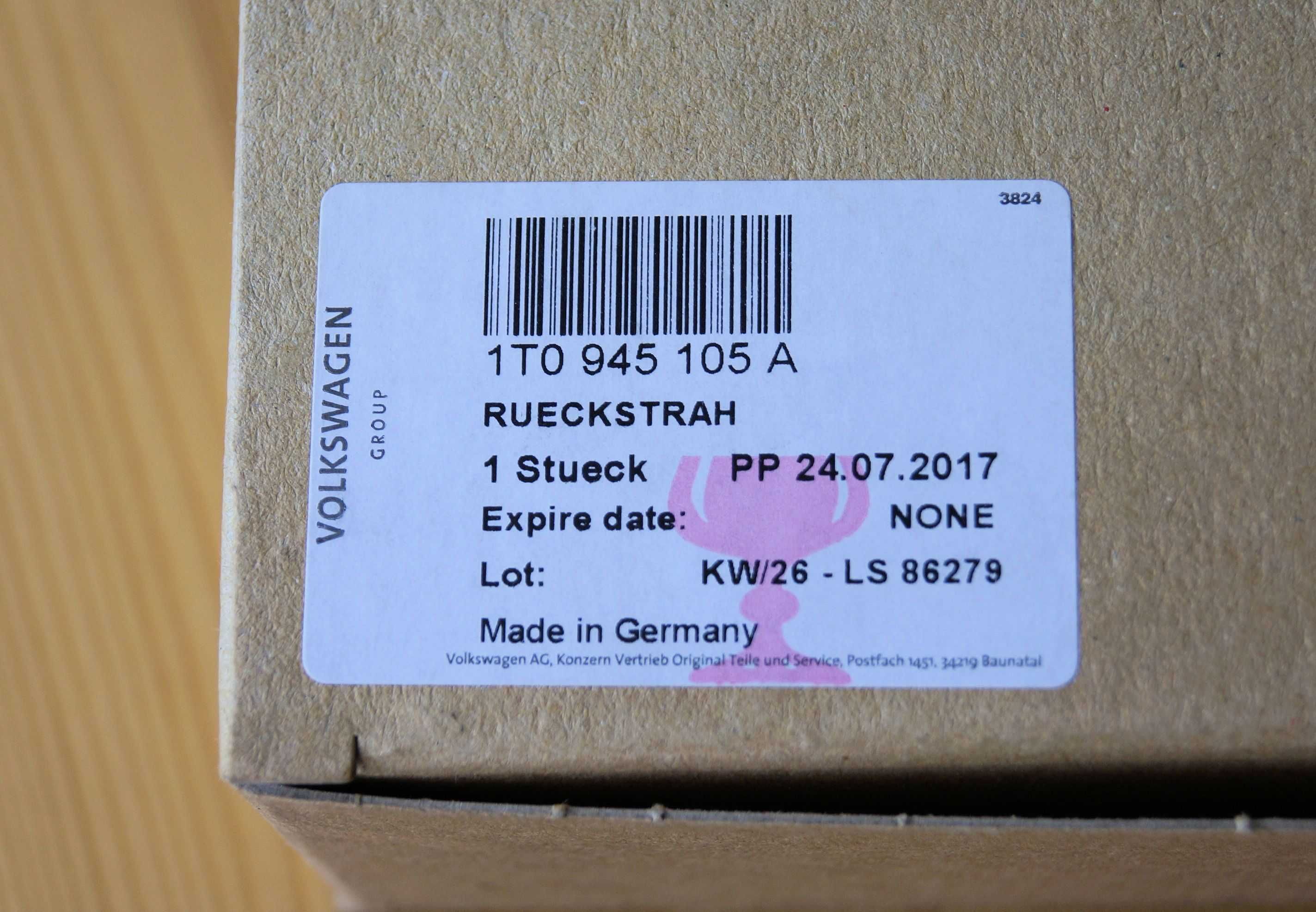 Odblask zderzak tył VW Touran Nowy Oryginał