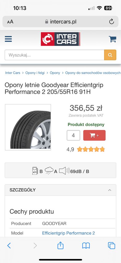 Opony letnie Goodyear Efficientgrip 205/55R R16