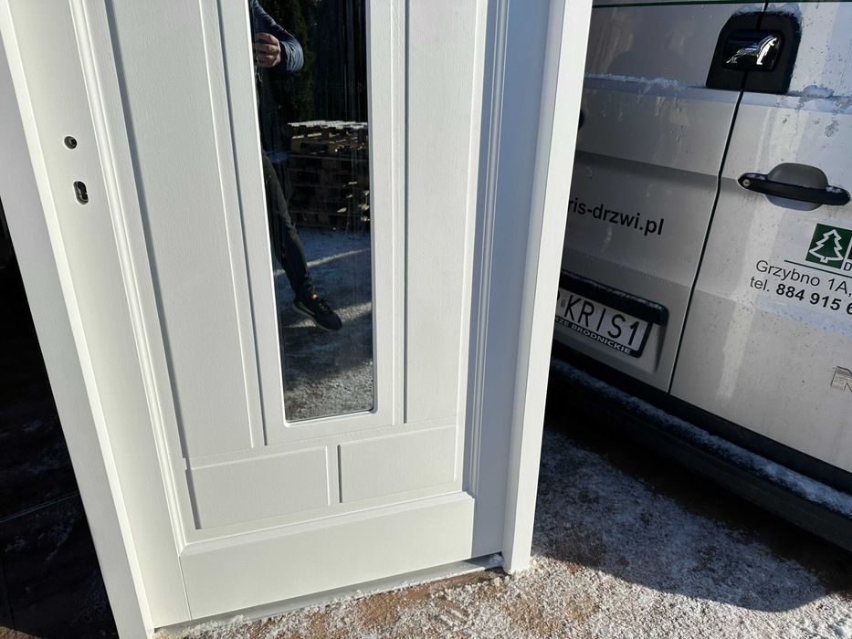Drzwi zewnętrzne drewniane OD RĘKI BIAŁE na każdy wymiar CAŁA POLSKA