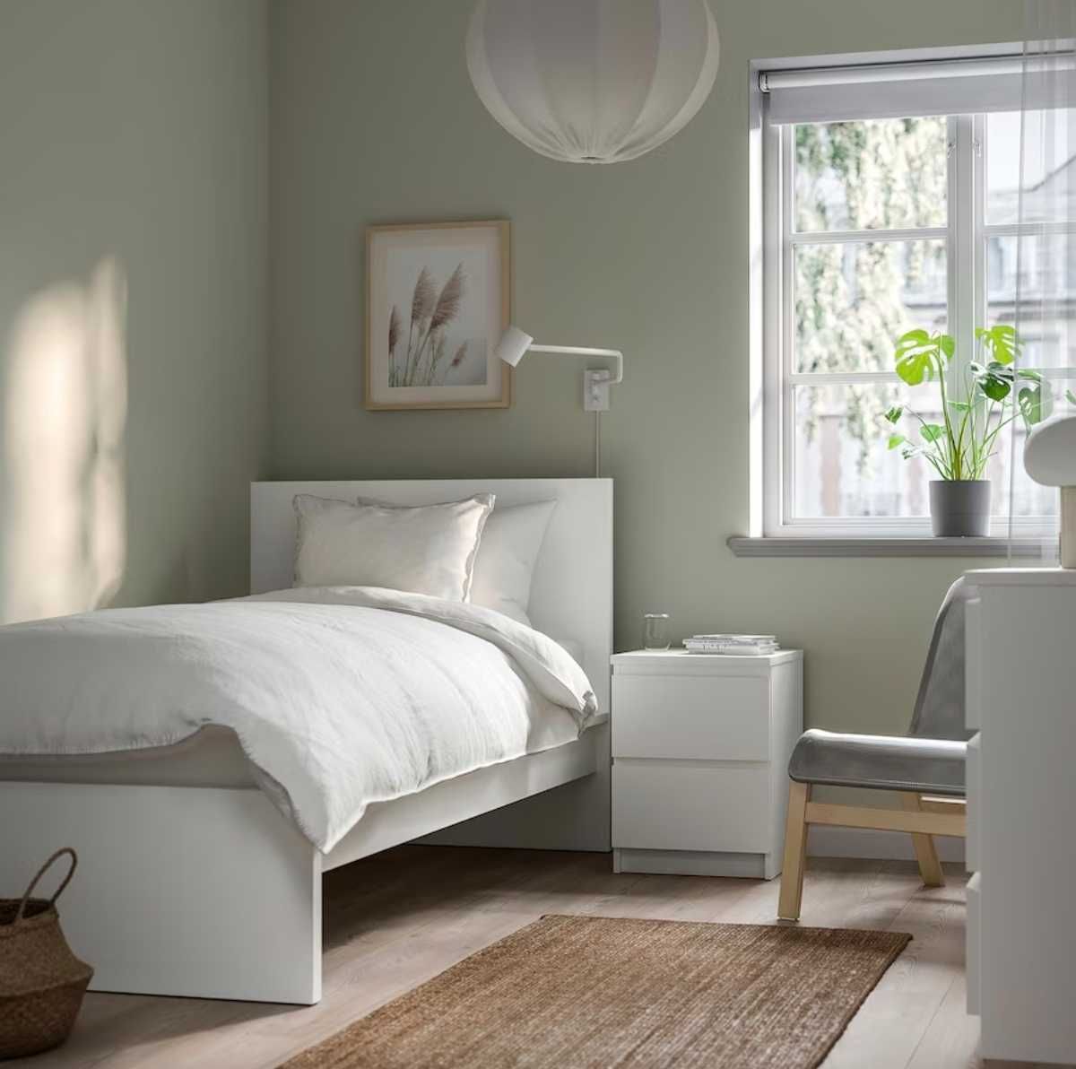 Cama Novo de solteiro IKEA MALM branco/Luröy, 90x200 cm