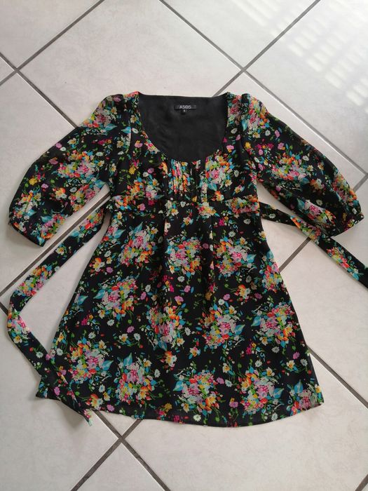 Asos sukienki kwiatki łączka bufki Empire 34/36