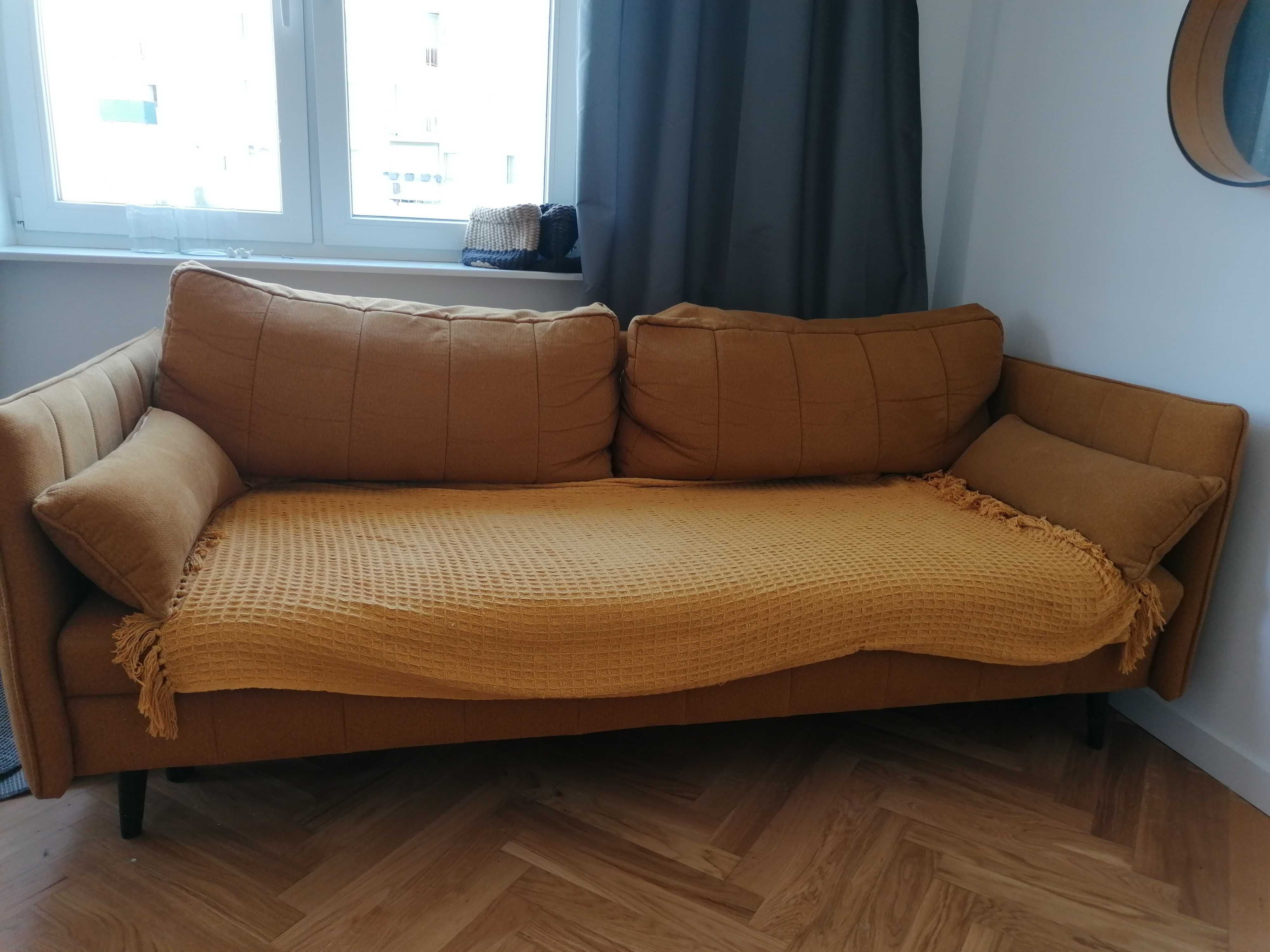Sofa rozkładana kolor musztardowy (kanapa Ikea vintage loft)
