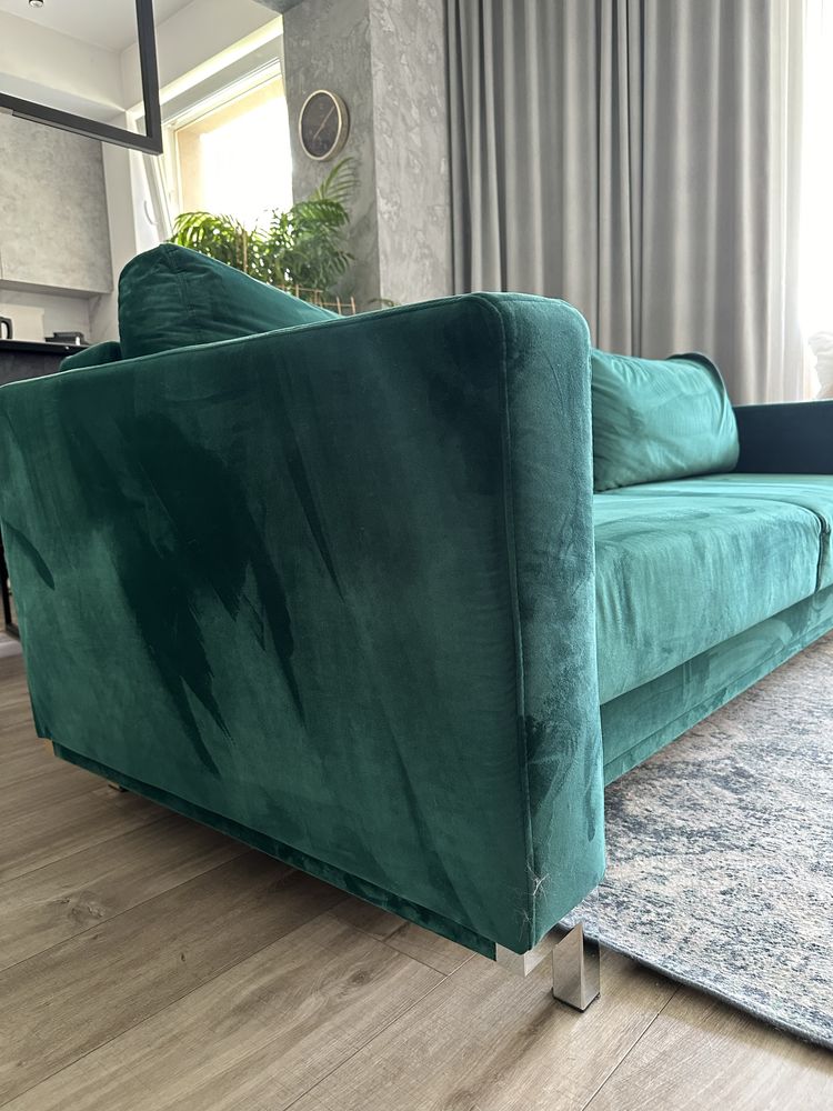 Sofa kanapa Vajnert Modo butelkowa zieleń z funkcją spania