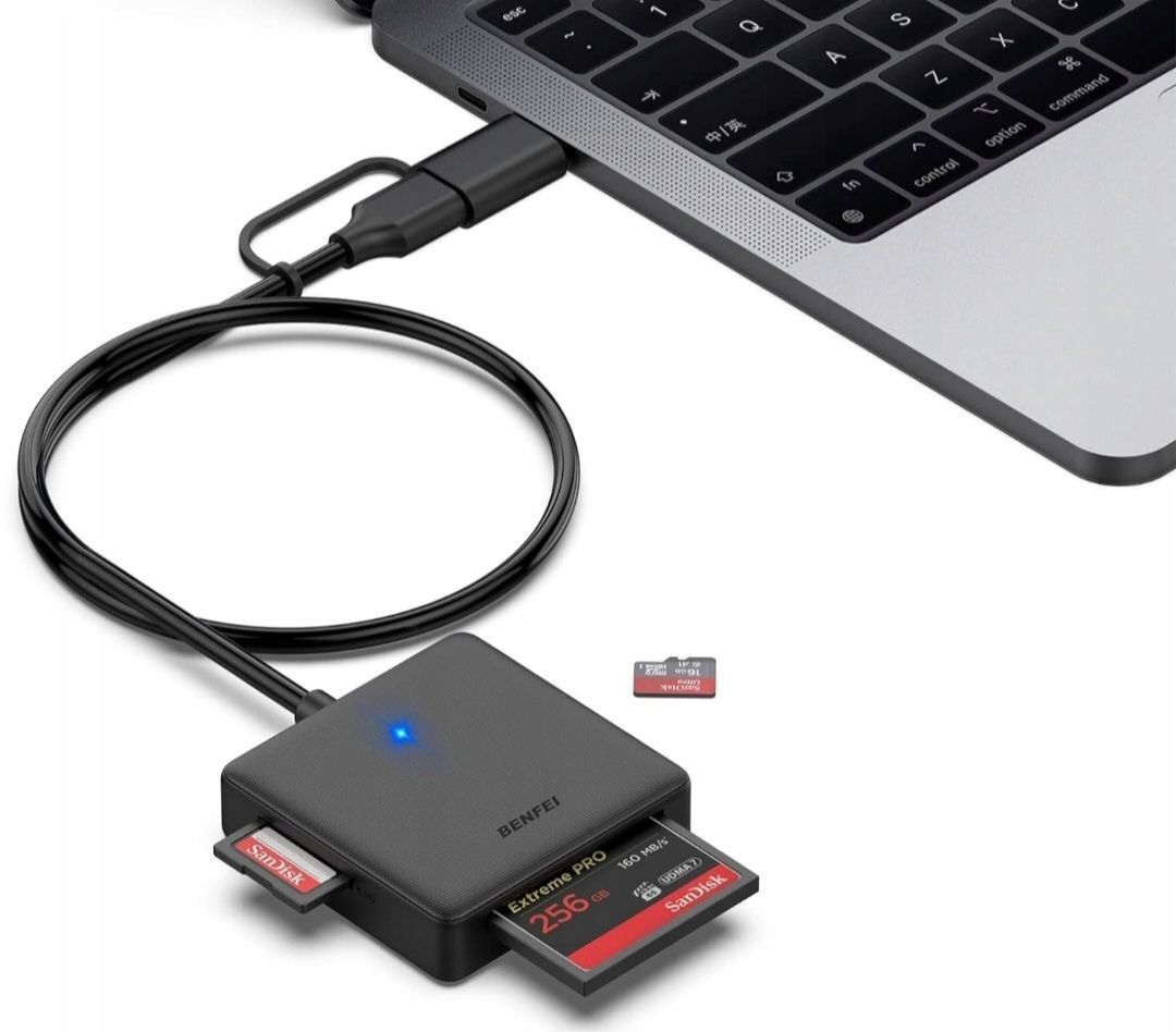 Zewnętrzny Czytnik Kart 4 w 1 USB USB-C na SD Micro SD MS CF TF Benfei
