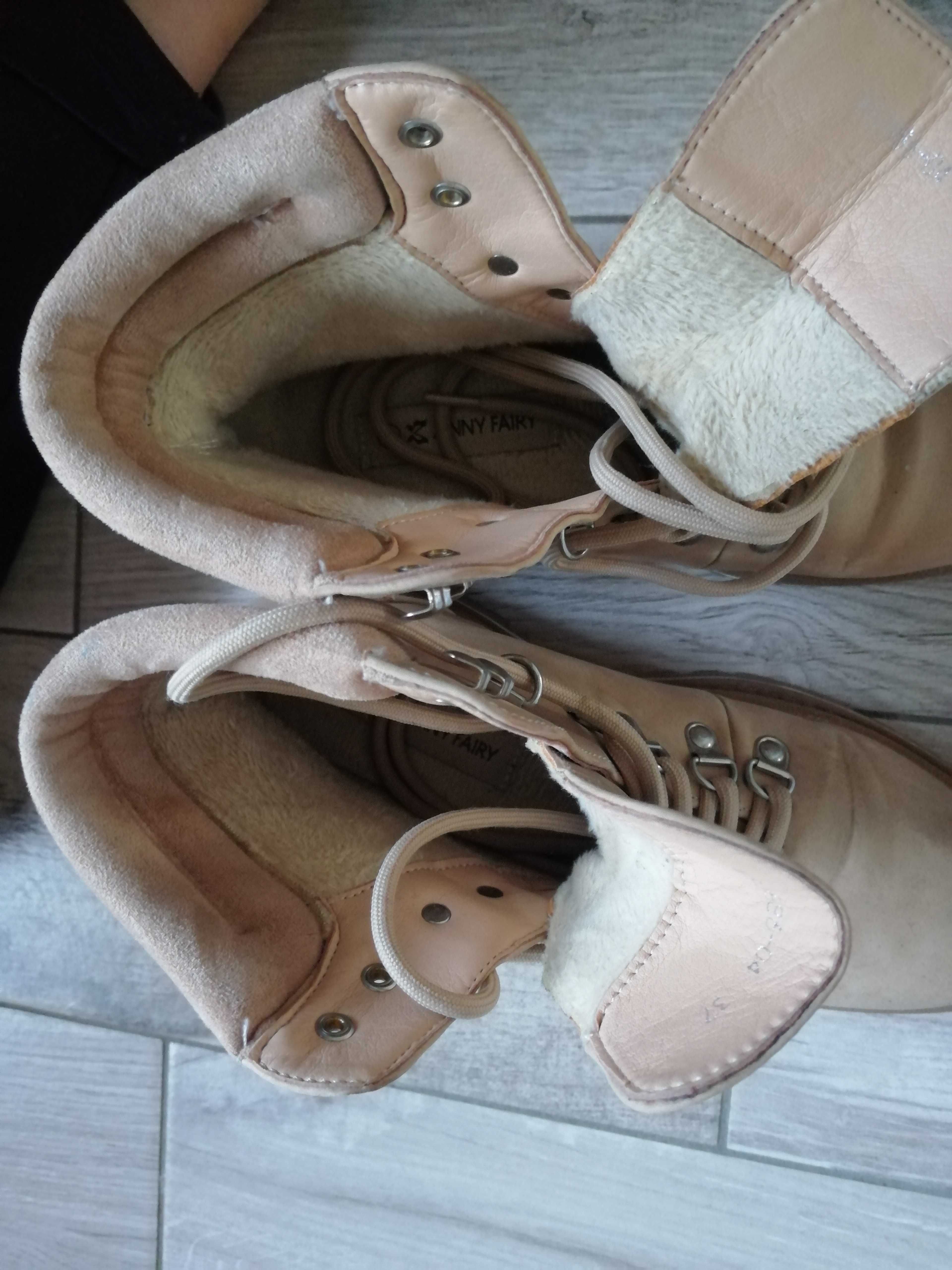 Buty zimowe trapery damskie 37 Jenny fairy beżowe