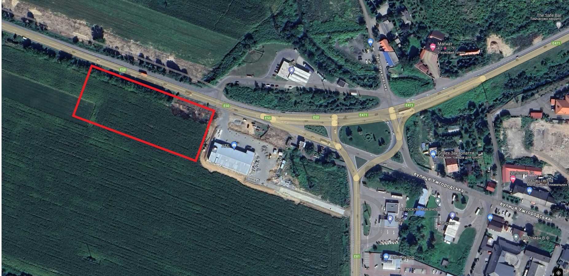 Продаж земельної ділянки комерційного призначення м. Мукачево