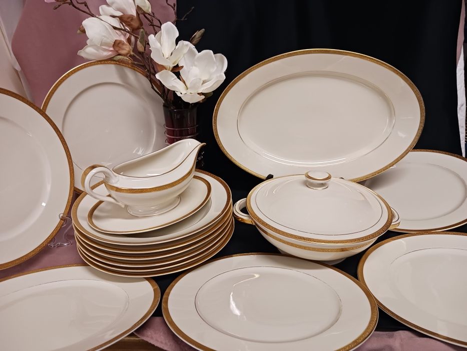 Thomas koncern Rosenthal serwis obiadowy ecru zlocony rant