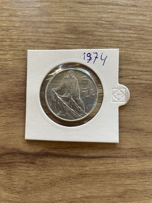Moneta 5 zl Rybak 1974
