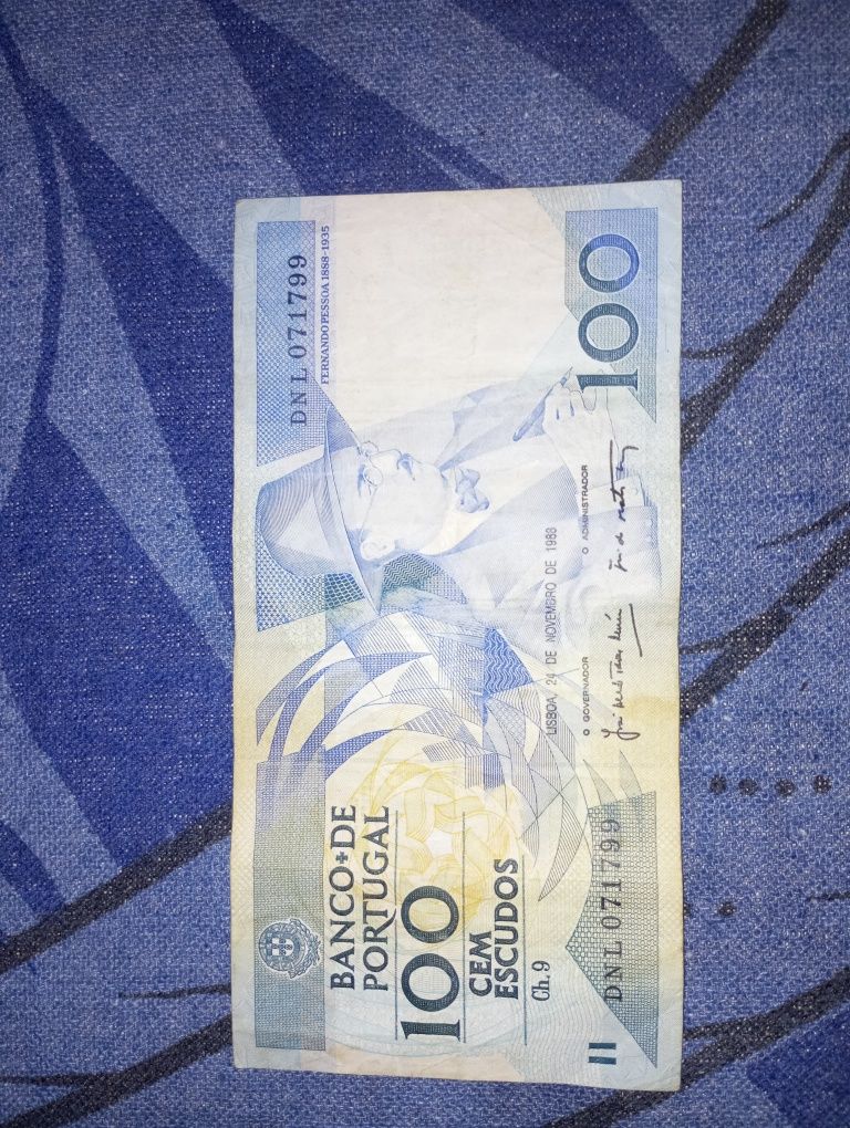 Nota 100 escudos Fernando pessoa