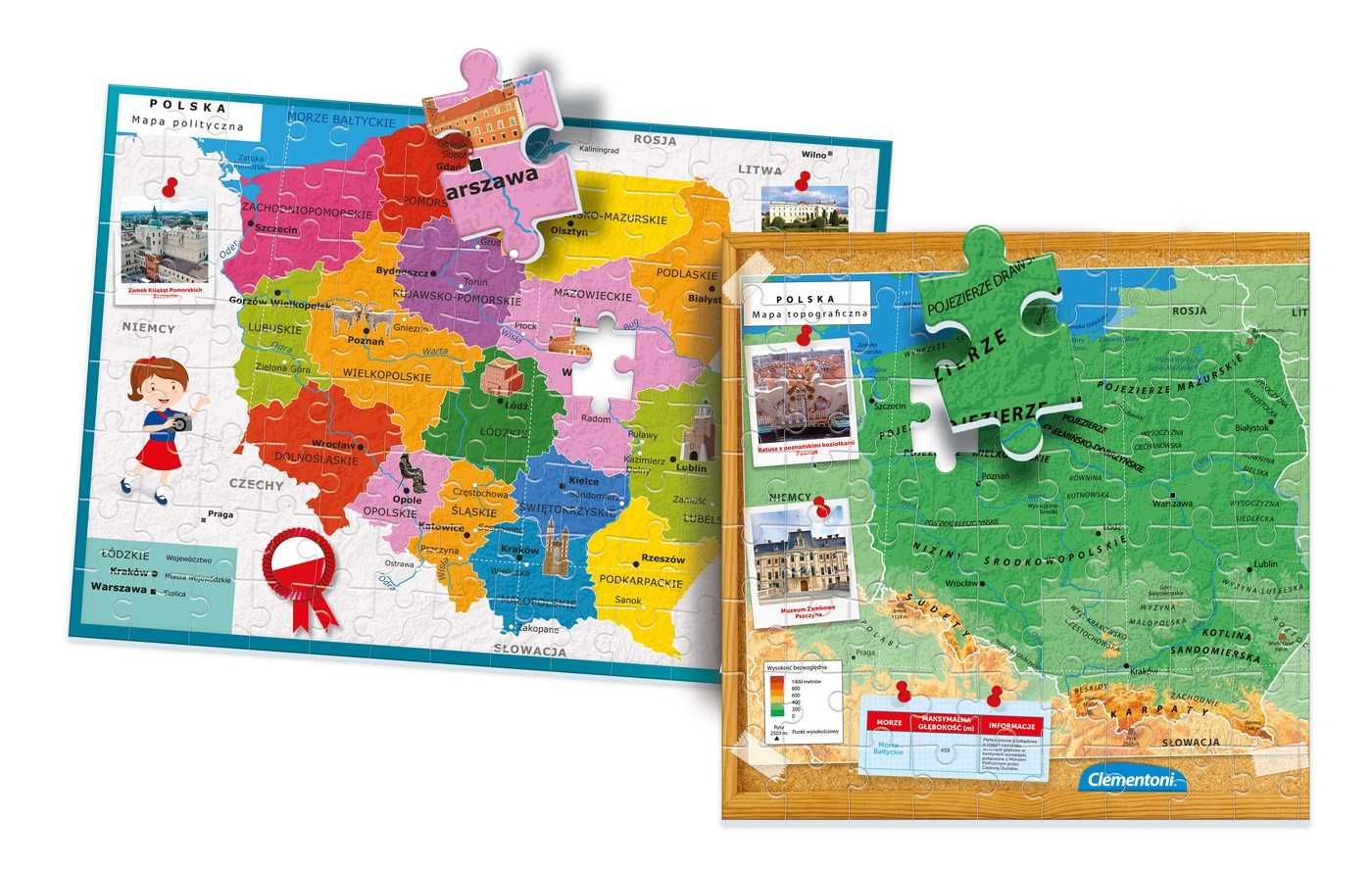 CLEMENTONI 50021 Odkrywamy POLSKĘ Mapa puzzle