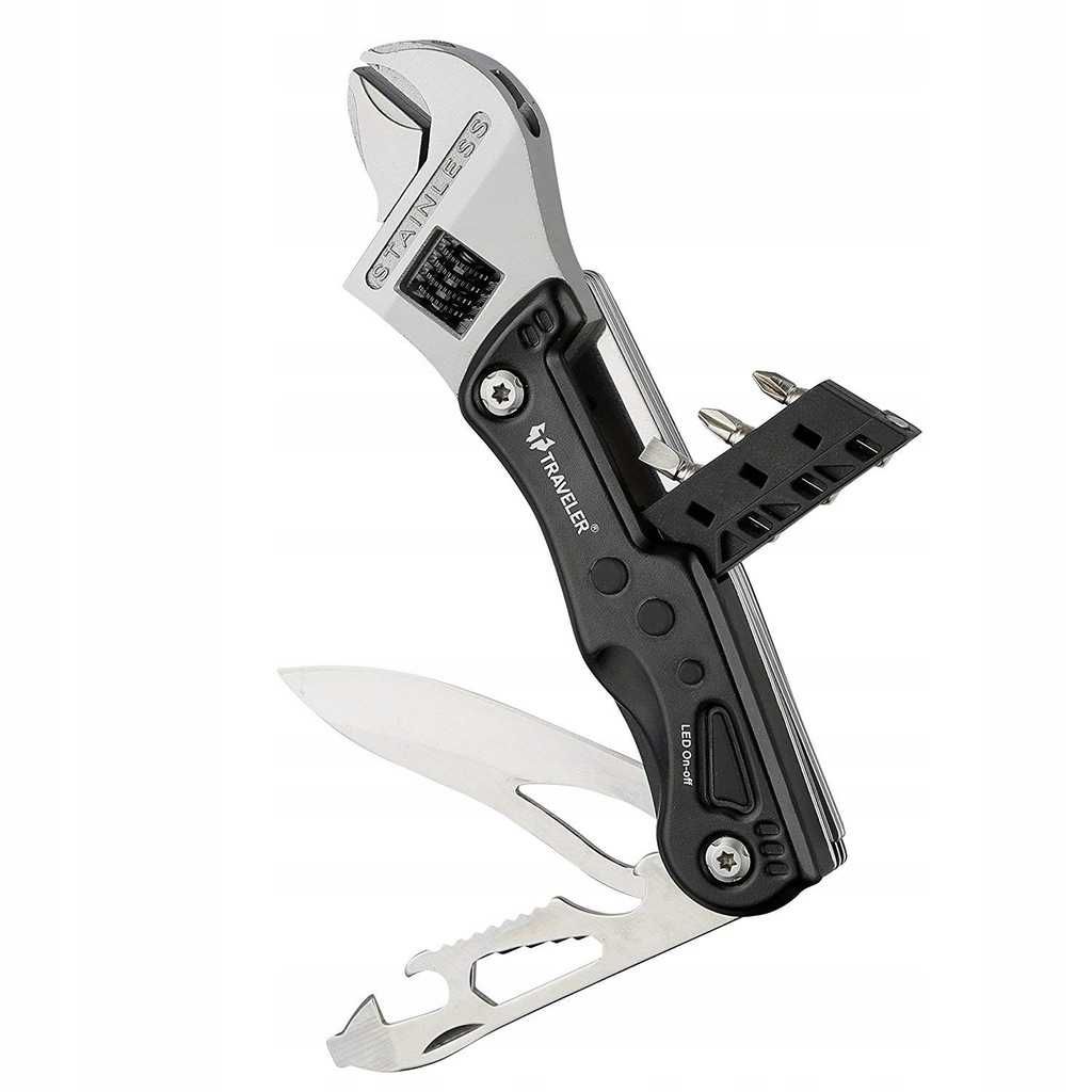 Multitool Nóż Scyzoryk Klucz Francuzki Latarka Prezent