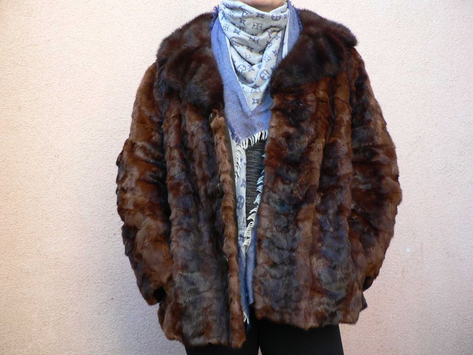 Futerko norka rozmiar L brązowe + torebka, prawdziwa skóra krokodyla !
