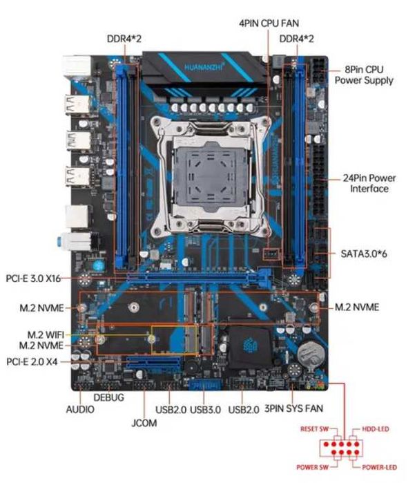 Материнская плата HUANANZHI X99 QD4 LGA 2011-3 Intel E5 V3 V4