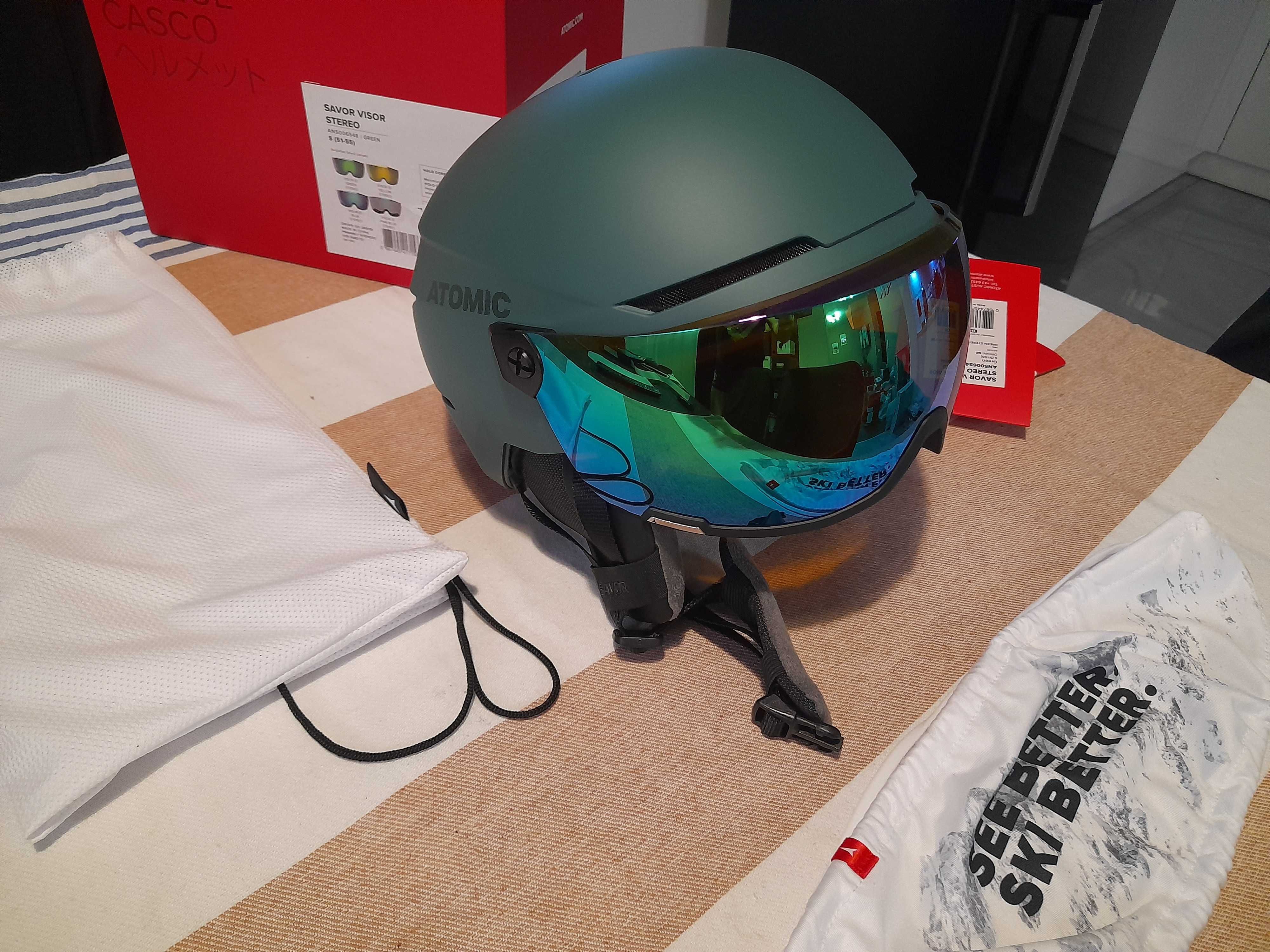 Atomic Savor Visor Stereo Kask z Wizjerem Green 51-55cm