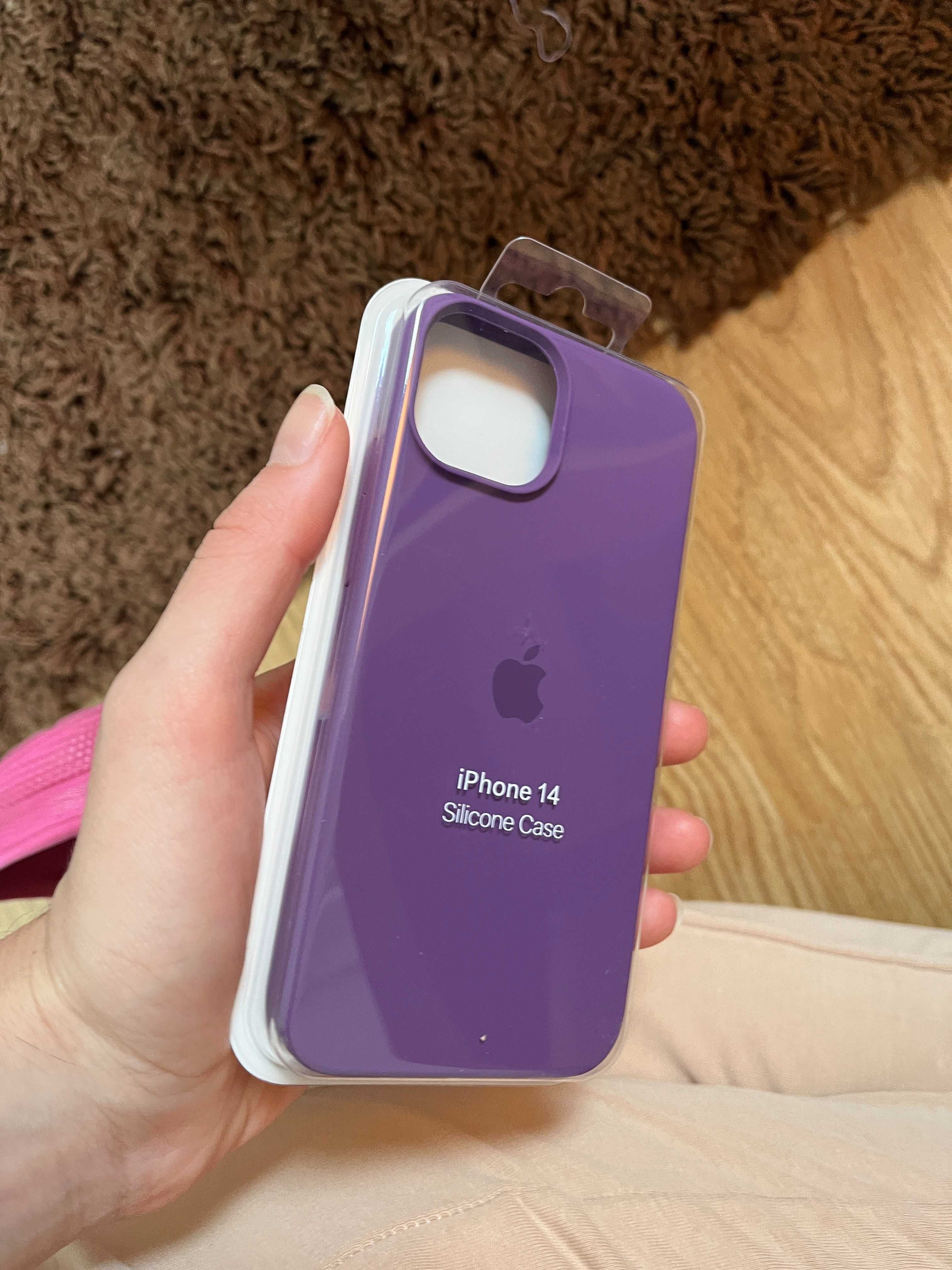 Case iPhone 14 etui silikonowe nowe logo apple fioletowe