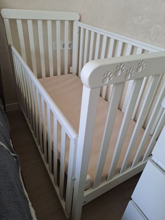 Ліжечко Соня ЛД12 біле з маятником (матрац у подарунок)