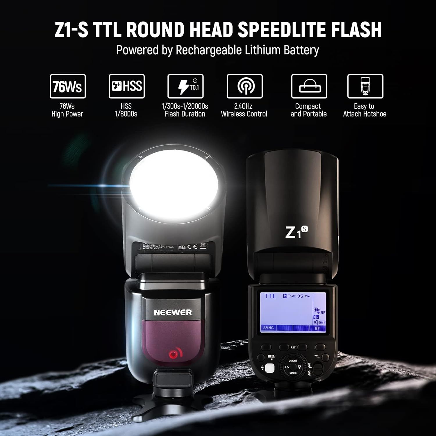 NEEWER Z1-S TTL Flash de cabeça redonda Speedlite para Sony SELADO