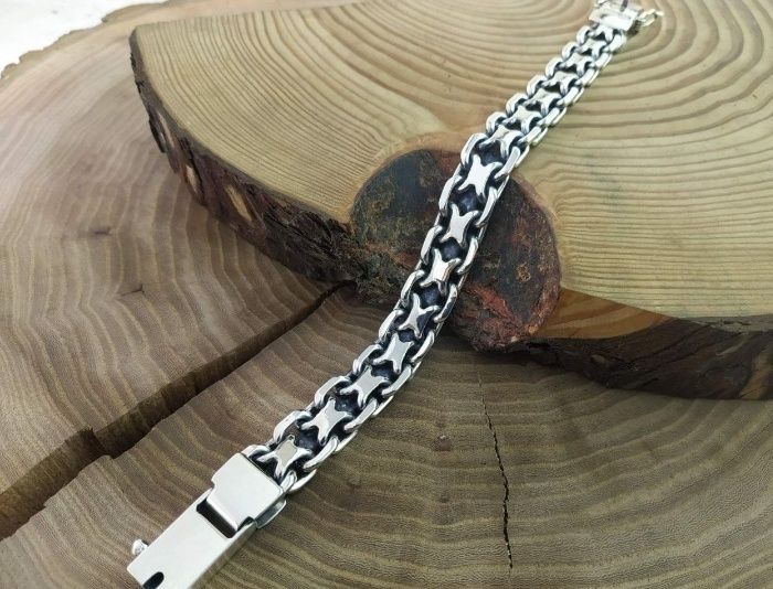 Серебряный браслет  ЯКОРЬ х 2  Серебро 925 пр Вес 70 грамм Новый.