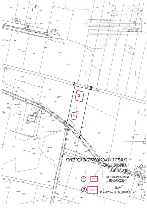 2547 m2 - działka budowlana w Husince gm. Biała Podlaska (dom + staw)