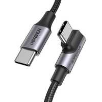 Kabel Usb-C Do Usb-C, Kątowy Ugreen Us334 5A, Pd 100W, 1M (Czarny)