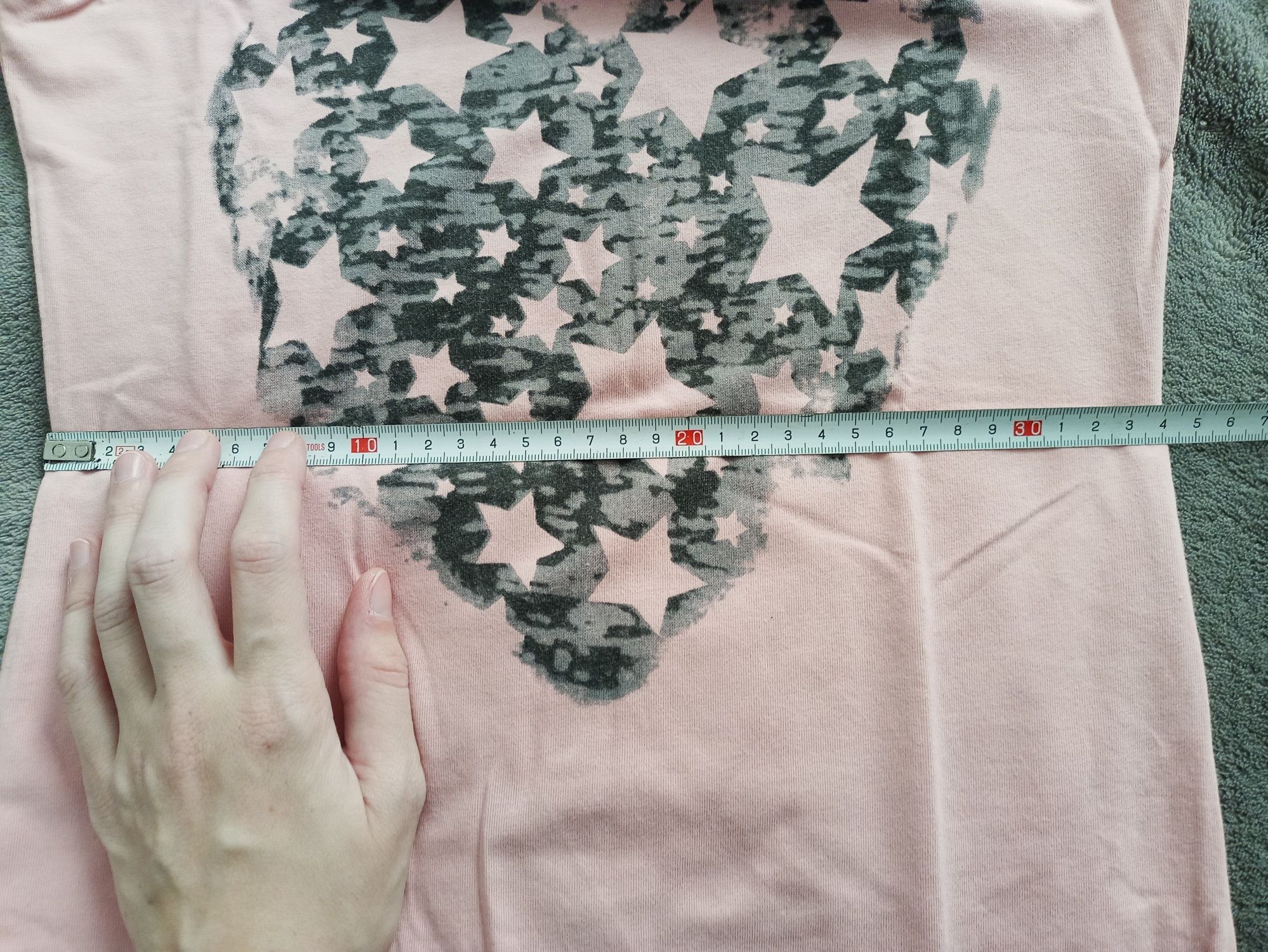 T-shirt z sercem rozmiar S/36 dłuższa pudrowy róż #1215