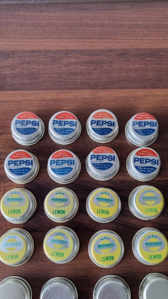 Nakrętki z PRL Pepsi, Mirinda, Woda Grodziska