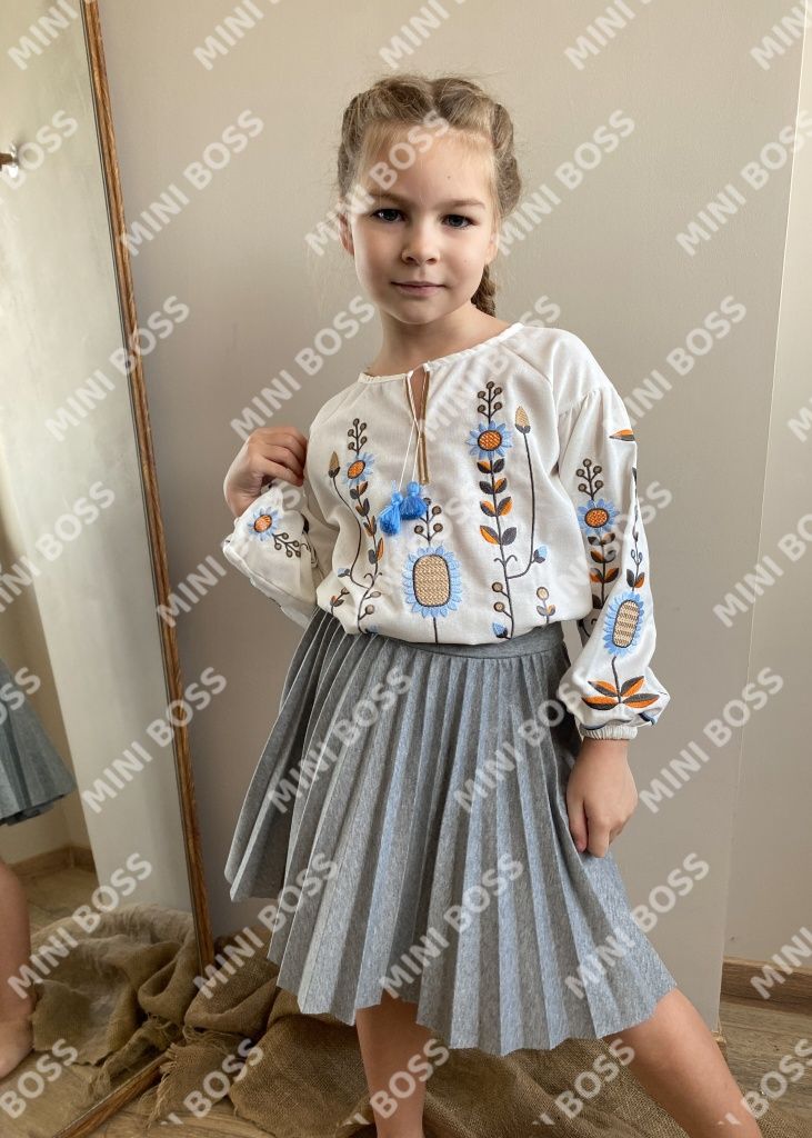 Лляна дитяча вишиванка для дівчаток-підлітків