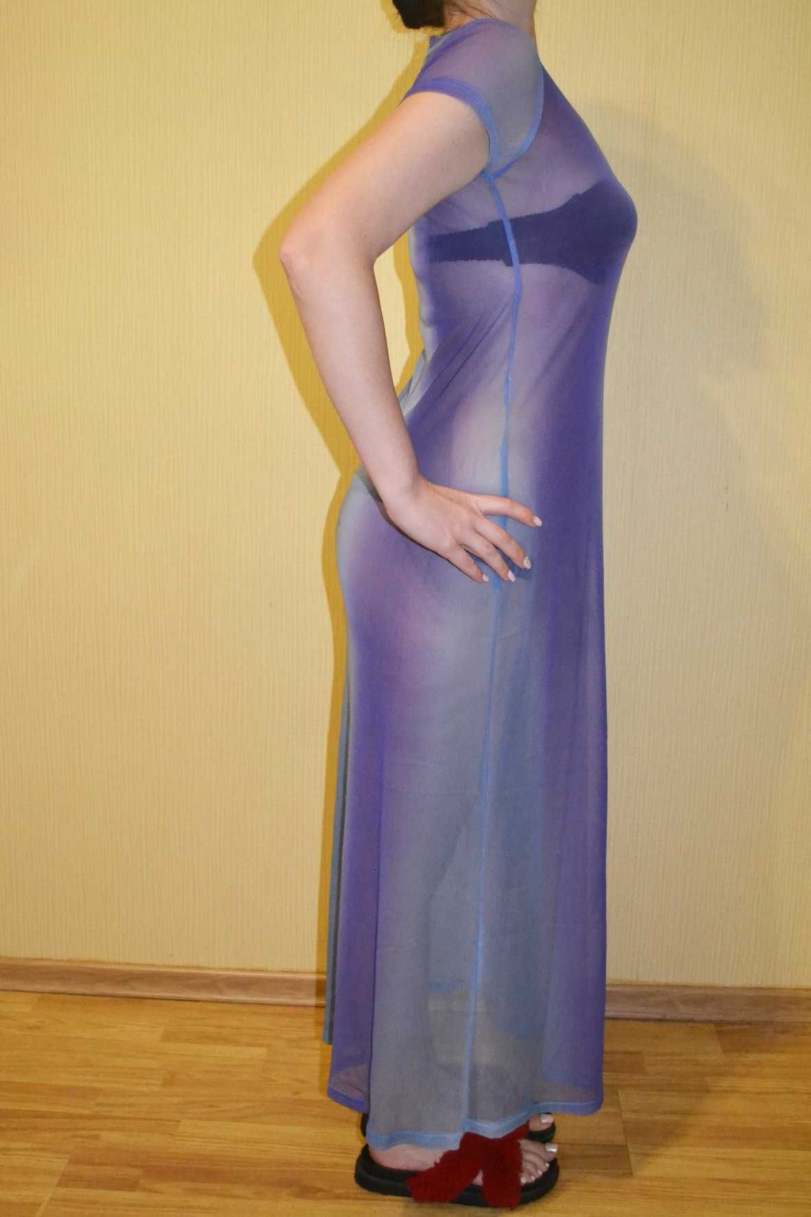 Пляжное прозрачное длинное платье амбре