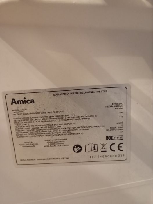 Морозильна камера AMICA FZ 208.3AA Морозилка в ідеальному стані