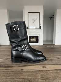 Chanel оригінал чорні шкіряні байкерські мото чоботи ботинки