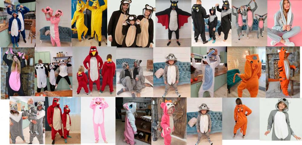 Кігурумі Пікачу Медведь Панда Заєць Кажан Вовк для дорослих і дітей