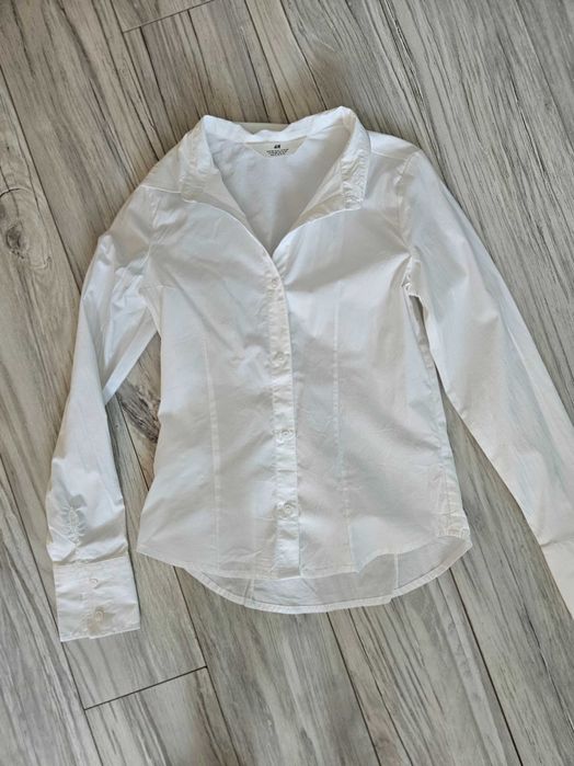 H&M elegancka biała koszula z długim rękawem r.158cm j.nowa
