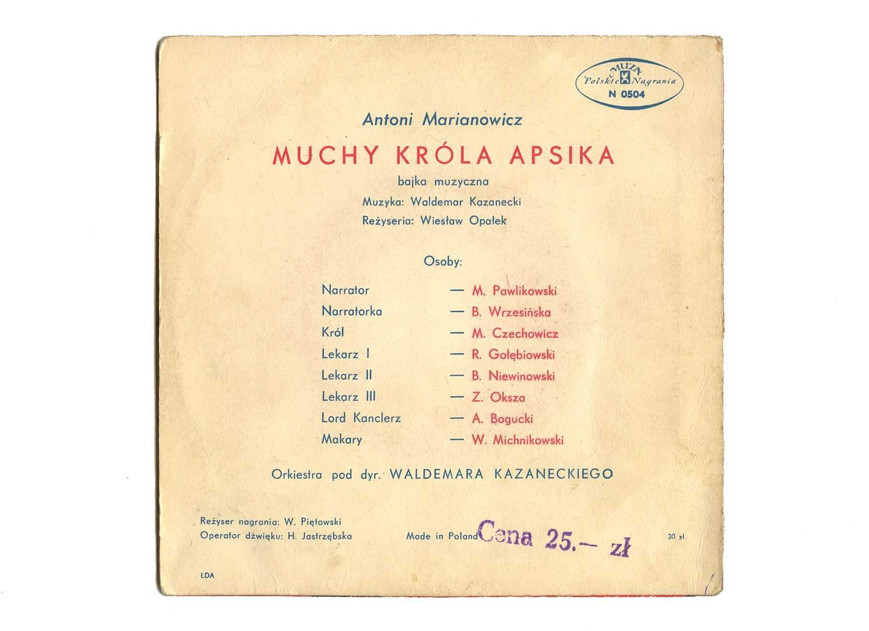 7" Muchy króla Apsika - Antoni Marianowicz / baja muzyczna stan DB