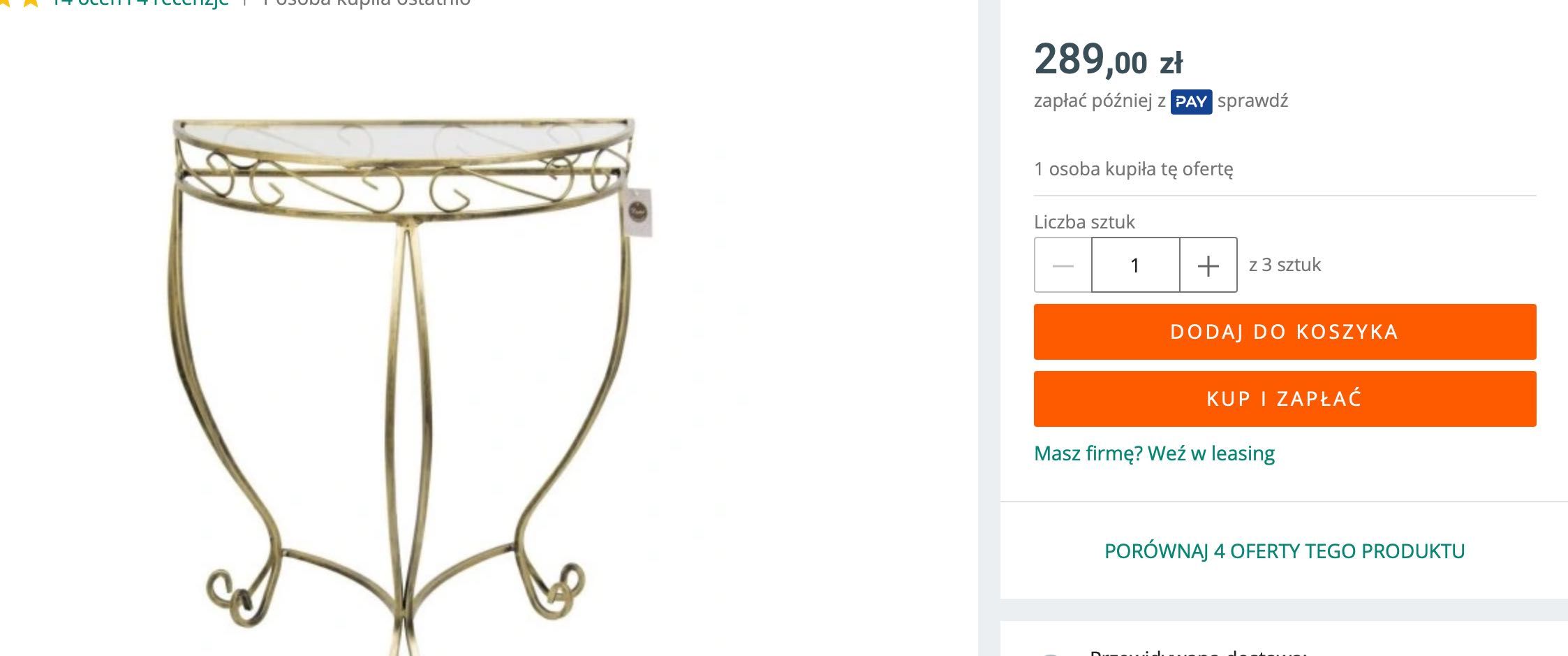 Konsola do przedpokoju ze szklanym blatem 72 cm antyczny