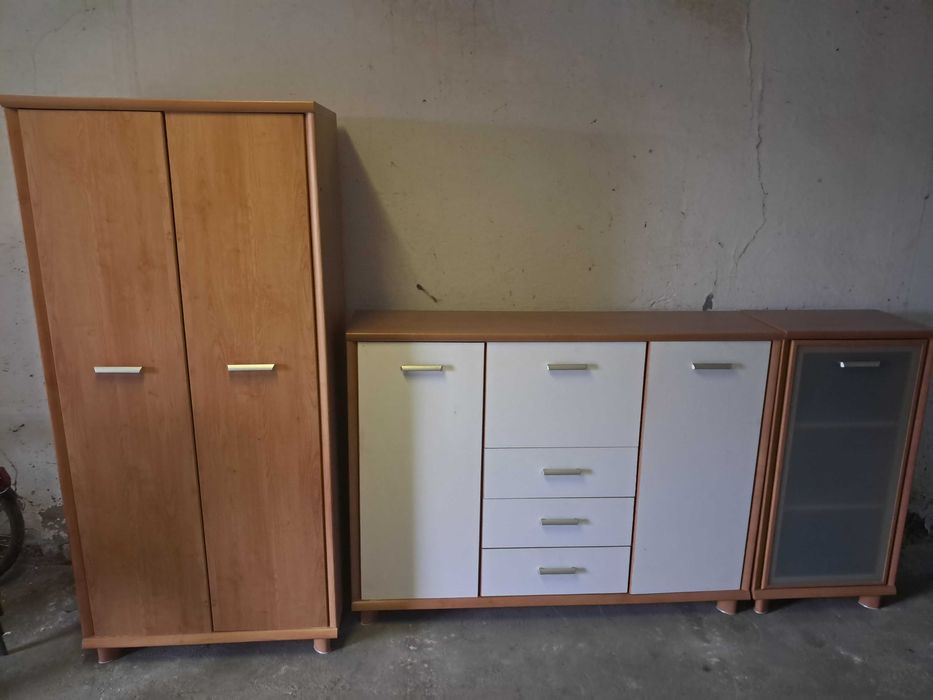 zestaw mebli pokojowych szafa duża + komoda + szafka