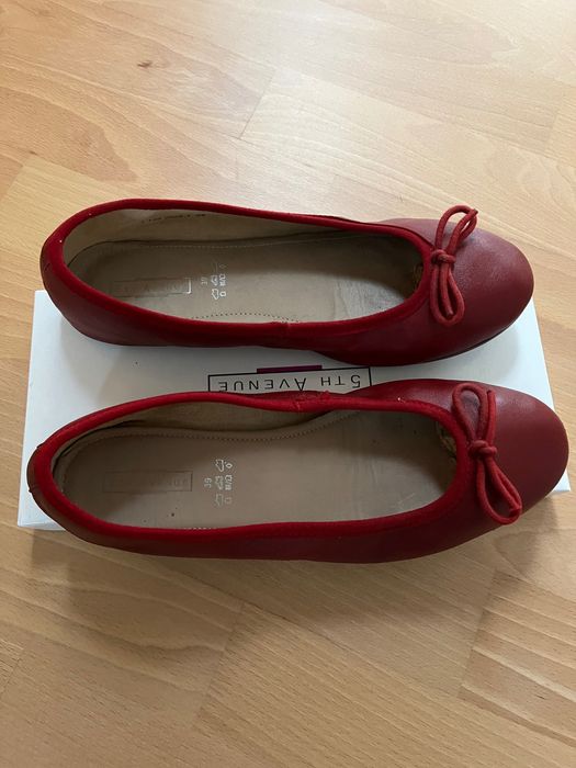 Baleriny skórzane czerwone/ bordowe , rozm 39